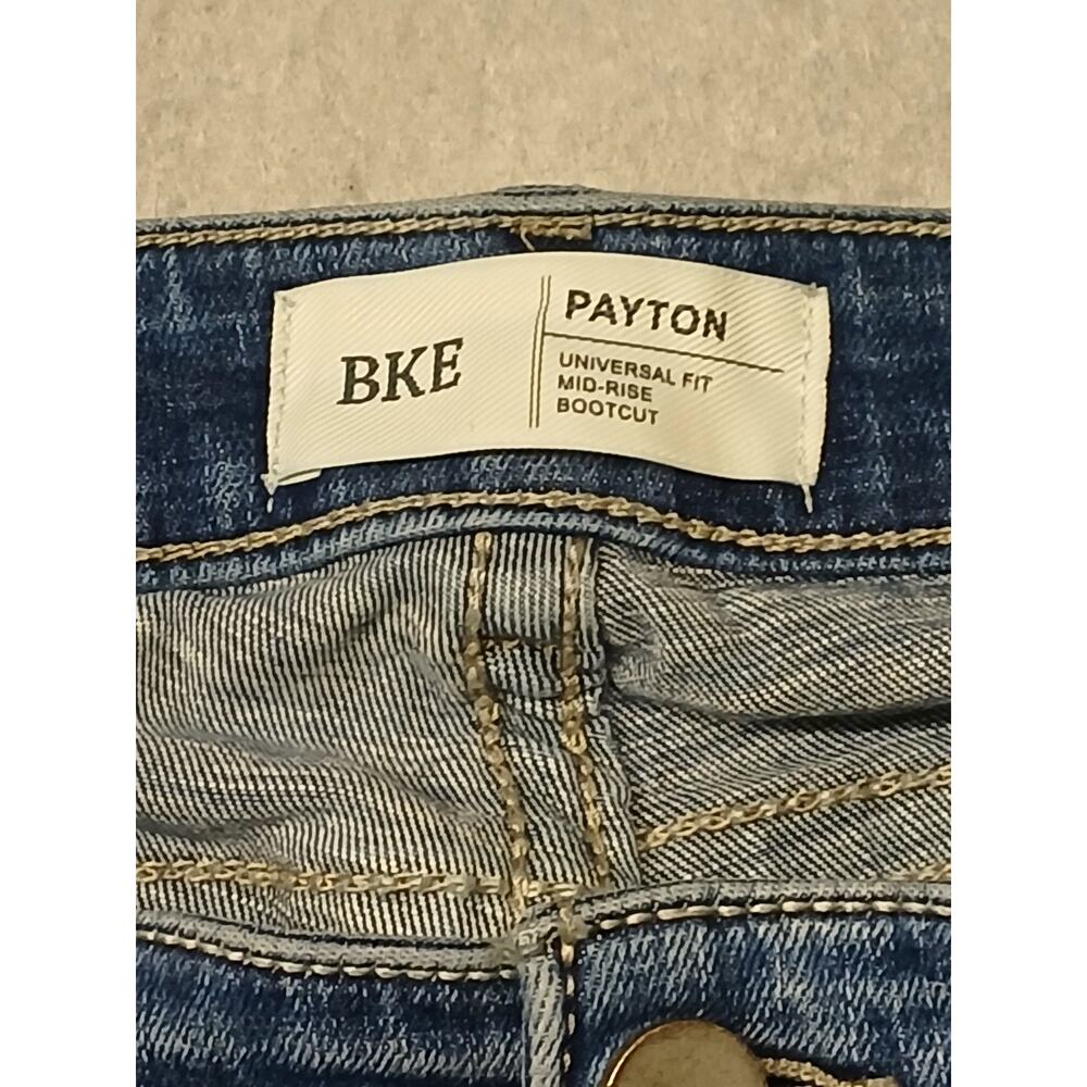 BKE (31- 37 1/2) Universal Fit Mid Rise Boot Cut Stretch Blue Denim Jeans - Picture 7 of 11